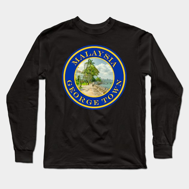 Malaysia George Town Ocean Walk - T-shirt Passport Stamps Long Sleeve T-Shirt by Eremita Vagus